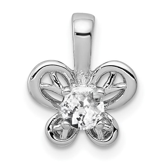 Sterling Silver Round Gemstone Butterfly 11mm Pendants-QBPD24APR-Chris's Jewelry
