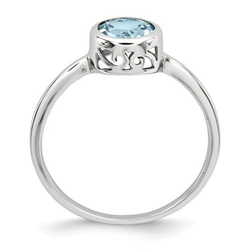 Sterling Silver Round Gemstone Filigree Bezel Bezel Set Rings-Chris's Jewelry