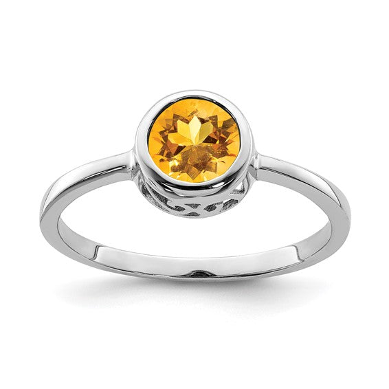 Sterling Silver Round Gemstone Filigree Bezel Bezel Set Rings-QR6399CI-6-Chris's Jewelry