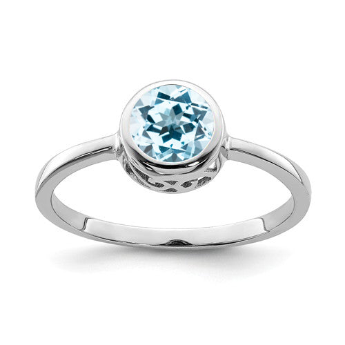 Sterling Silver Round Gemstone Filigree Bezel Bezel Set Rings-QR6399BT-6-Chris's Jewelry