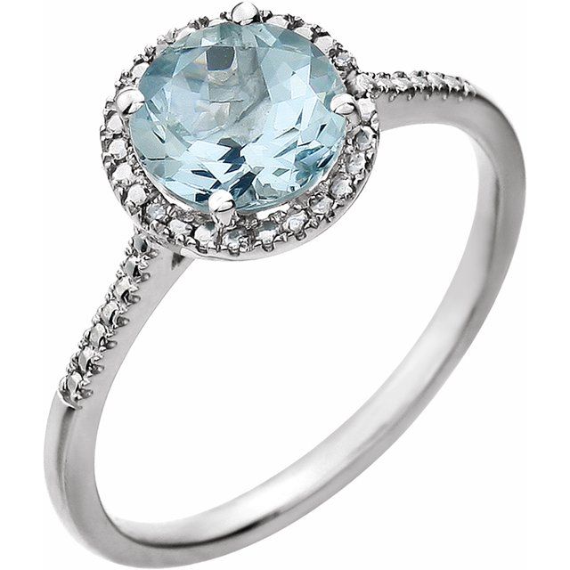 Sterling Silver Round Gemstone & .01 CTW Diamond Halo-Style Rings-652049:60003:P-Chris's Jewelry