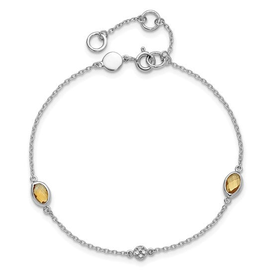 Sterling Silver White Ice Diamond & Oval Gemstone Bracelets-Chris's Jewelry
