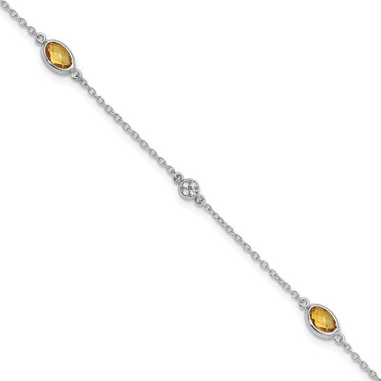 Sterling Silver White Ice Diamond & Oval Gemstone Bracelets-Chris's Jewelry