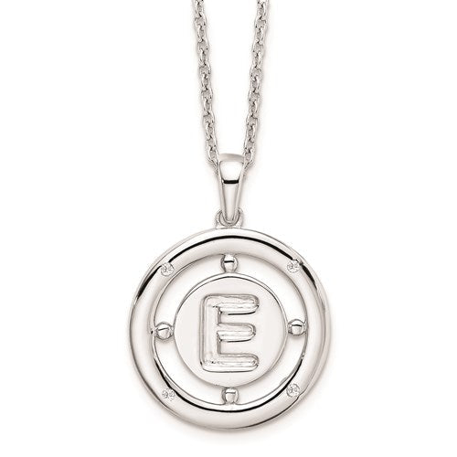 Sterling Silver White Ice .025ct. Diamond Initial Necklace - Various Letters-QW499E-18-Chris's Jewelry