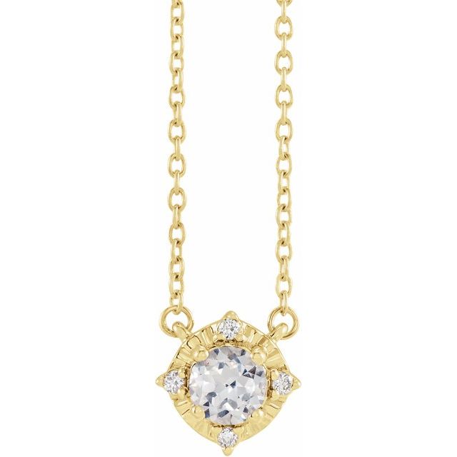 Sterling Silver or 14k Gold Gemstone and .04 CTW Diamond Halo-Style 18" Necklaces-653714:112:P-Chris's Jewelry