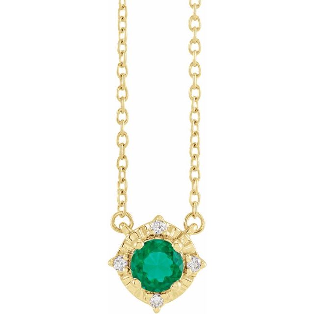 Sterling Silver or 14k Gold Gemstone and .04 CTW Diamond Halo-Style 18" Necklaces-653714:116-Chris's Jewelry