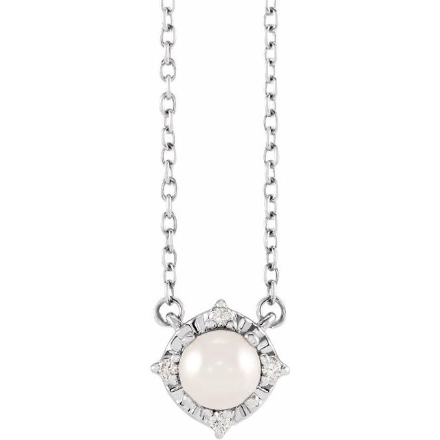 Sterling Silver or 14k Gold Gemstone and .04 CTW Diamond Halo-Style 18" Necklaces-653714:123:-Chris's Jewelry