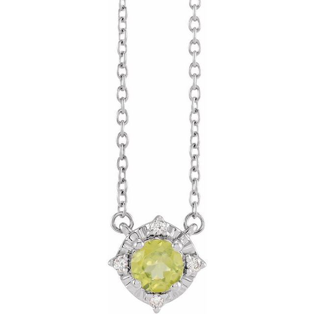 Sterling Silver or 14k Gold Gemstone and .04 CTW Diamond Halo-Style 18" Necklaces-653714:131:P-Chris's Jewelry