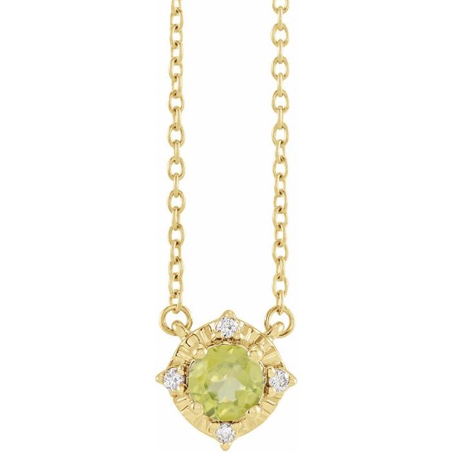 Sterling Silver or 14k Gold Gemstone and .04 CTW Diamond Halo-Style 18" Necklaces-653714:128:P-Chris's Jewelry