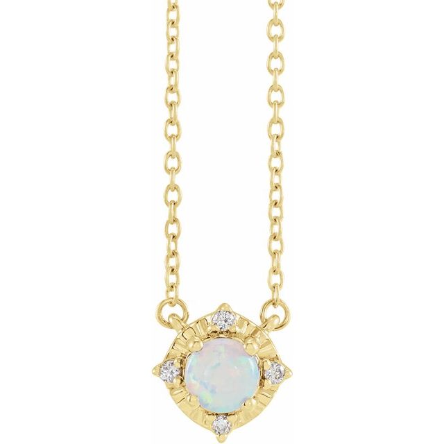 Sterling Silver or 14k Gold Gemstone and .04 CTW Diamond Halo-Style 18" Necklaces-653714:136:P-Chris's Jewelry