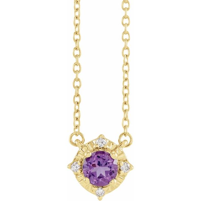 Sterling Silver or 14k Gold Gemstone and .04 CTW Diamond Halo-Style 18" Necklaces-653714:104:P-Chris's Jewelry