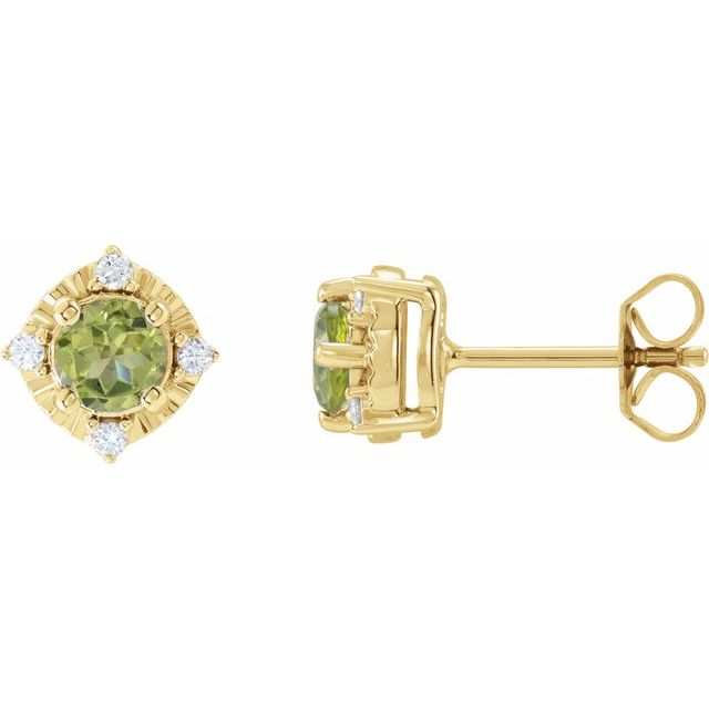 Sterling Silver or 14k Gold Gemstone and .04 CTW Diamond Halo-Style Earrings-653713-Chris's Jewelry