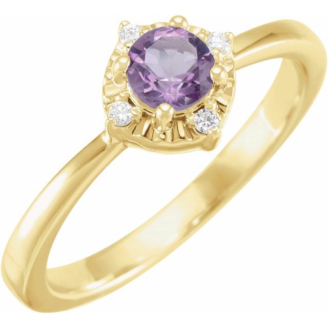 Sterling Silver or 14k Gold Gemstone and .04 CTW Diamond Halo-Style Rings-Chris's Jewelry