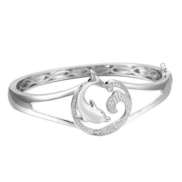 Swimming with Nai'a Dolphin Bangle Bracelet by Alamea-255-14-11-Chris's Jewelry