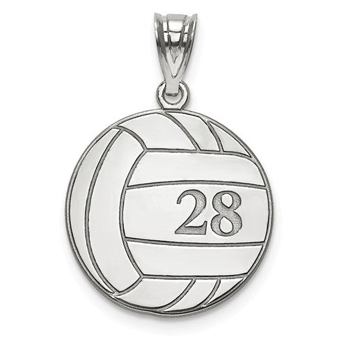 Volleyball Number And Name Pendant - Sterling Silver or Solid Gold-XNA696SS-Chris's Jewelry